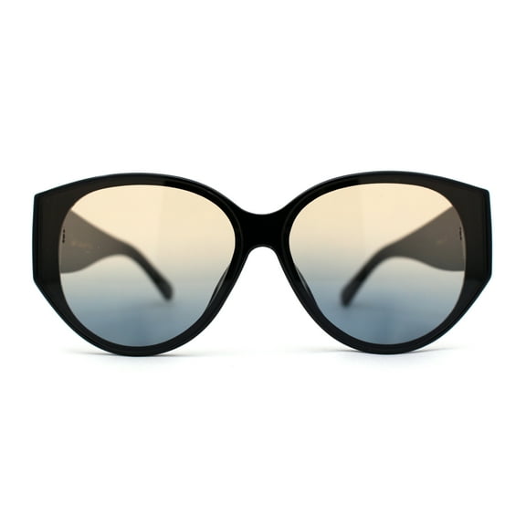 Womens Oversized Mod Oval Thick Temple Plastic Chic Sunglasses Black Yellow Blue