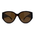 thumbnail image 1 of Womens Oversized Mod Oval Thick Temple Plastic Chic Sunglasses Tortoise Brown, 1 of 4