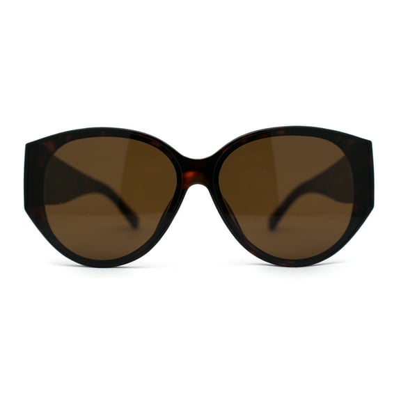 Womens Oversized Mod Oval Thick Temple Plastic Chic Sunglasses Tortoise Brown