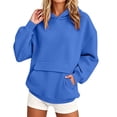 thumbnail image 1 of Womens Oversized No Drawstring Hoodie Boxy Drop Shoulder Long Sleeve Sweatshirt with Flap Detail Kangaroo Pocket Casual Lounge Top, 1 of 5