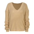 thumbnail image 1 of Womens Oversized Off The Shoulder Tops Long Sleeve Waffle Knit Shirt Drop Shoulder Sweater Top, 1 of 9