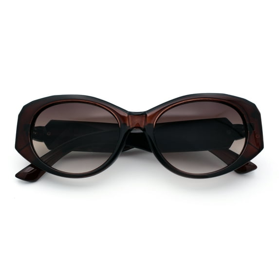 Womens Oversized Oval Mod Luxury Fashion Plastic Sunglasses All Brown