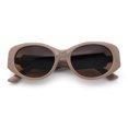 thumbnail image 1 of Womens Oversized Oval Mod Luxury Fashion Plastic Sunglasses Beige - Brown, 1 of 8