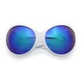 thumbnail image 1 of Womens Oversized Oval Wrap Around High Temple Goggle Plastic Sport Sunglasses White - Green Mirror, 1 of 8