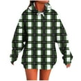 thumbnail image 1 of Womens Oversized Plaid Hoodies with Drawstring Long Sleeve Casual Pullover Sweatshirt Pocketed Fall Winter Tops (L, Army Green), 1 of 3