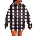 thumbnail image 1 of Womens Oversized Plaid Hoodies with Drawstring Long Sleeve Casual Pullover Sweatshirt Pocketed Fall Winter Tops (S, Purple 01), 1 of 3