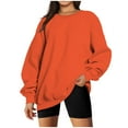 thumbnail image 1 of Womens Oversized Plain Sweatshirts Fleece Lined Crew Neck Pullover Sweaters Casual Comfy Fall Fashion Clothes 2025 (Medium, Orange), 1 of 6