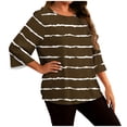 thumbnail image 1 of Womens Oversized Plus Size Tops, 3/4 Sleeve Shirts for Women Summer Fashion Loose Fit Striped Printed Crewneck T-Shirts, 1 of 5