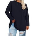 thumbnail image 1 of Womens Oversized Plus Size Tops, Long Sleeve Shirts for Women Summer Casual Solid Color Crewneck T-Shirts Spring Clothes, 1 of 5