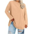 thumbnail image 1 of Womens Oversized Plus Size Tops, Long Sleeve Shirts for Women Summer Casual Solid Color Crewneck T-Shirts Spring Clothes, 1 of 5