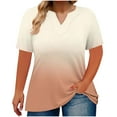 thumbnail image 1 of Womens Oversized Plus Size Tops, Short Sleeve Shirts for Women Summer Fashion Ombre Tie Dye Notch V Neck T-Shirts, 1 of 5