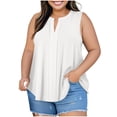 thumbnail image 1 of Womens Oversized Plus Size Tops, Sleeveless Shirts for Women Summer Dressy Casual Cotton Linen Notch V Neck Tank Tops, 1 of 5