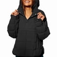 thumbnail image 1 of Womens Oversized Puffer Jacket Quilted Dolman Hoodies Pullover Long Sleeve Warm Tops Coat Black XXXL, 1 of 7