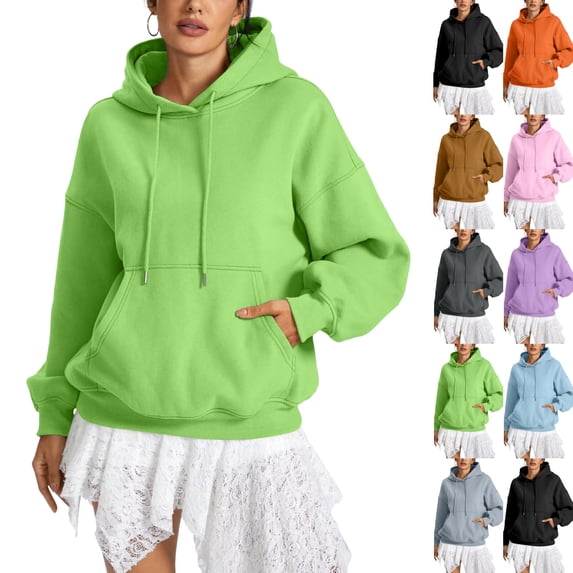 Womens Oversized Pullover Hoodies Long Sleeve Hooded Sweatshirts with Pocket Warm Trendy Casual Going‑Out Tops for Fall Winter Daily Outfits,M,Green