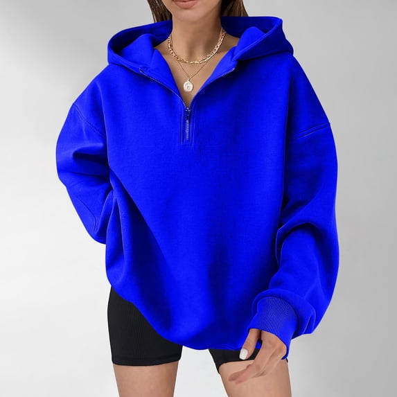Womens Oversized Quarter Zip Hoodies,Comfy Long Sleeve Sweatshirts,Casual Loose Fit Fall Fashion Clothes For Daily,Workout & Travel 3XL