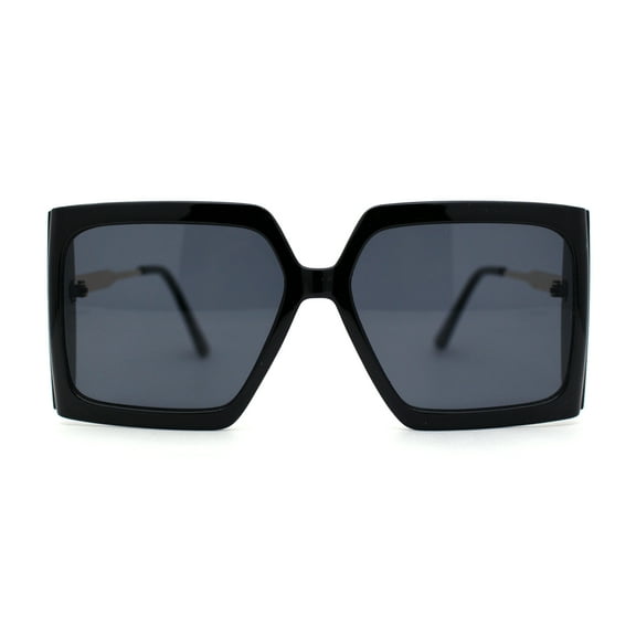Womens Oversized Rectangle Butterfly Fashion Designer Sunglasses All Black