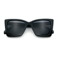thumbnail image 1 of Womens Oversized Rectangle Cat Eye Plastic Retro Mod Minimal Sunglasses All Black, 1 of 8
