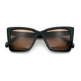 thumbnail image 1 of Womens Oversized Rectangle Cat Eye Plastic Retro Mod Minimal Sunglasses Black - Brown, 1 of 8