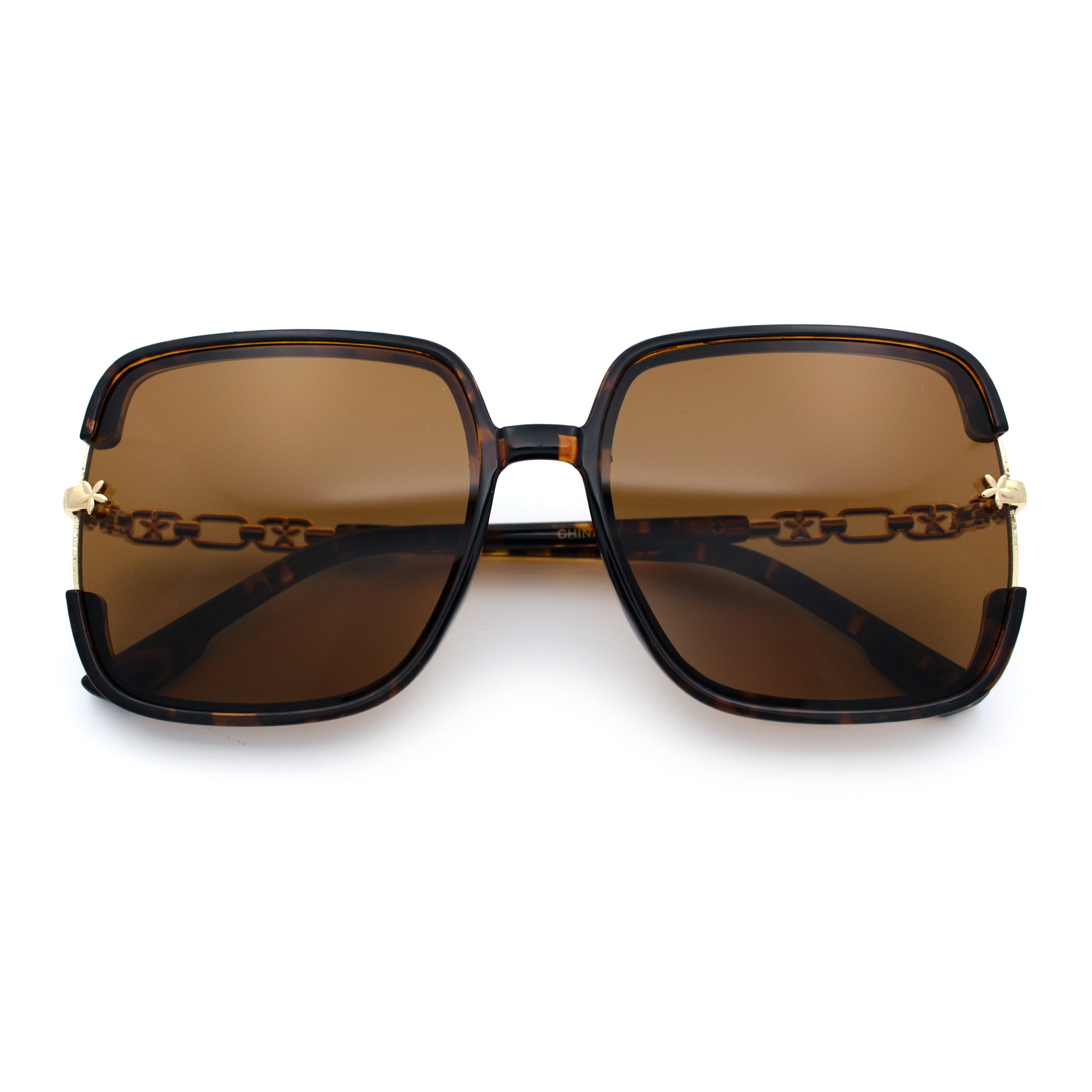 Fashion Square Sunglasses with Gold Arm Detail Amazon.com: Womens Fashion Sunglasses Gold Square Metal  main image 2