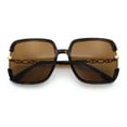 thumbnail image 1 of Womens Oversized Rectangle Floral Chain Arm Designer Fashion Sunglasses Tortoise - Brown, 1 of 6