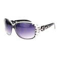 thumbnail image 1 of Womens Oversized Rectangular Rhinestone Encrusted Chain Arm Fashion Sunglasses Black Clear, 1 of 4