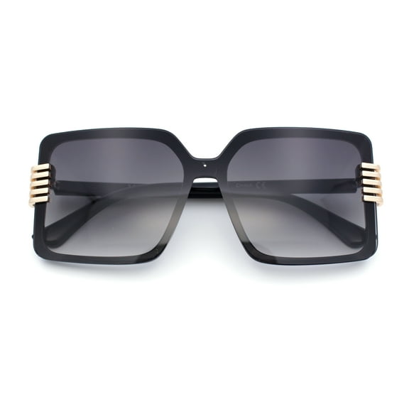 Womens Oversized Rimless Butterfly Rich Luxury Designer Fashion Plastic Sunglasses Black - Smoke