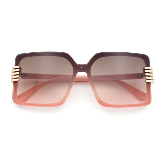 Womens Oversized Rimless Butterfly Rich Luxury Designer Fashion Plastic Sunglasses Pink - Brown Pink