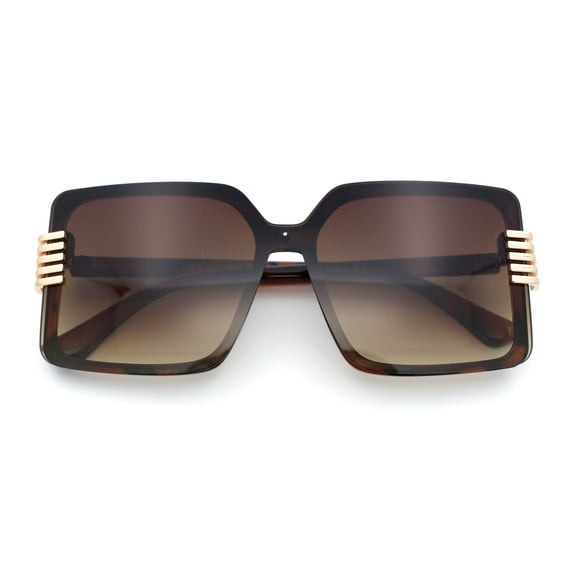 Womens Oversized Rimless Butterfly Rich Luxury Designer Fashion Plastic Sunglasses Tortoise - Brown