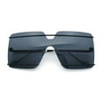 thumbnail image 1 of Womens Oversized Rimless Metal Bar Brow Line Designer Fashion Sunglasses All Black, 1 of 1
