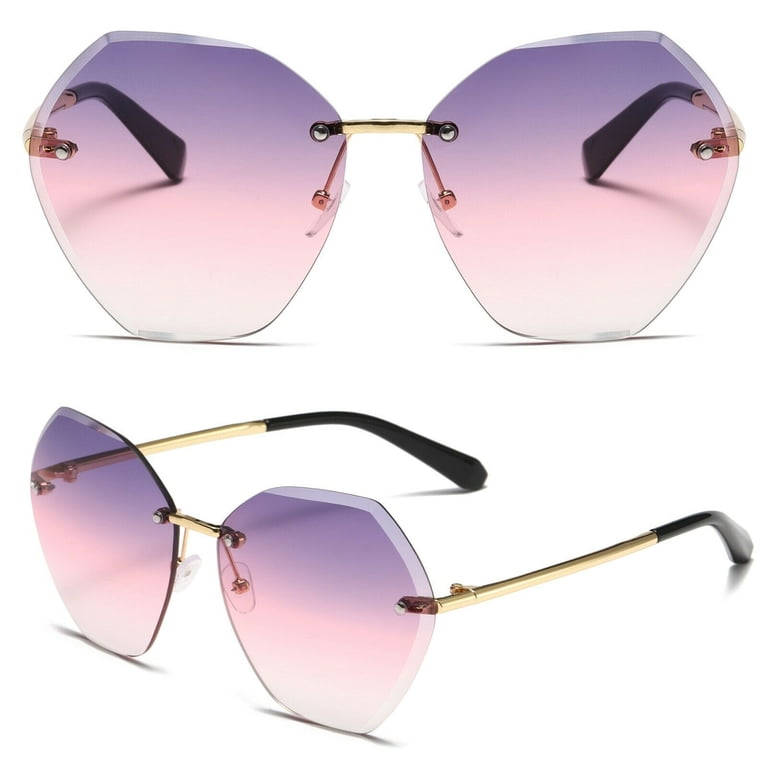 Womens Oversized Rimless Sunglasses for Driving Outdoor  display picture 2