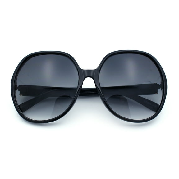 Womens Oversized Round Butterfly Minimal Plastic Iconic Diva Sunglasses Black - Smoke