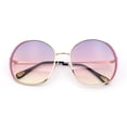thumbnail image 1 of Womens Oversized Round Metal Rim Fashion Luxury Sunglasses Gold Pink - Purple Yellow, 1 of 8