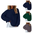 thumbnail image 1 of Womens Oversized Round Neck Pullover Knit Sweater Soft Warm Casual Fall Winter Everyday Wear Comfortable Outfit, 1 of 6