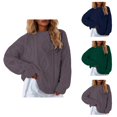 thumbnail image 1 of Womens Oversized Round Neck Pullover Knit Sweater Soft Warm Casual Fall Winter Everyday Wear Comfortable Outfit, 1 of 6
