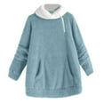 thumbnail image 1 of Womens Oversized Sherpa Pullover Hoodie with Pockets Fuzzy Fleece Sweatshirt Fluffy Jacket Coat Light Blue XL, 1 of 7