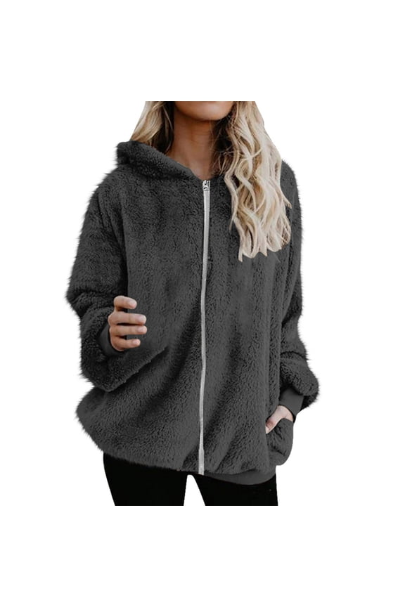 Womens Oversized Sherpas Pullover Hoodie with Pockets Fuzzy Fleece Sweatshirt Buffalos Plaid Fluffys Coat Hooded Sweatshirts Fleece Hoodies 2024 Gray xxl
