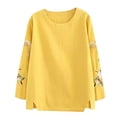 thumbnail image 1 of Womens Oversized Shirts Comfort Cotton Embroidered Long Sleeve Loose Tee Summer Spring Shirts for Women Yellow Xl, 1 of 8