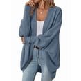thumbnail image 1 of Womens Oversized Soft Knit Cardigan Sweater with Pockets Blue XXL, 1 of 7