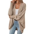 thumbnail image 1 of Womens Oversized Soft Knit Cardigan Sweater with Pockets Khaki XXL, 1 of 8