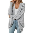 thumbnail image 1 of Womens Oversized Soft Knit Cardigan Sweater with Pockets Light Gray XL, 1 of 7
