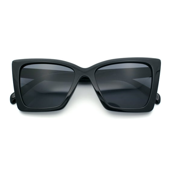 Womens Oversized Square Rectangular Plastic Retro Gothic Sunglasses All Black