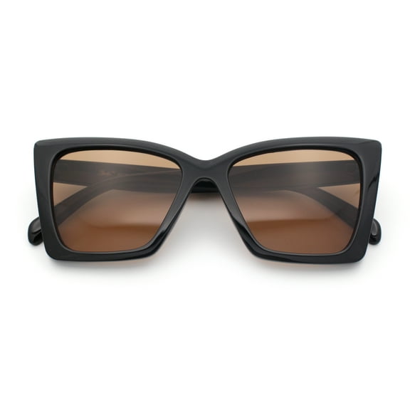 Womens Oversized Square Rectangular Plastic Retro Gothic Sunglasses Black - Brown