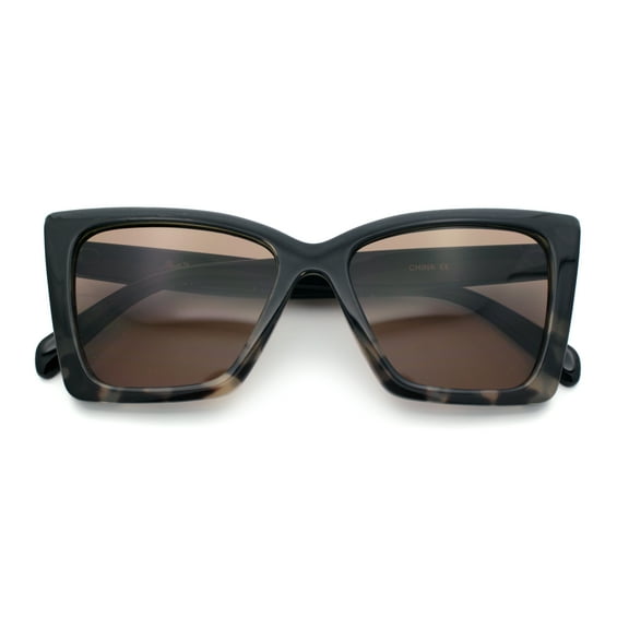 Womens Oversized Square Rectangular Plastic Retro Gothic Sunglasses Black Slate Tortoise - Brown