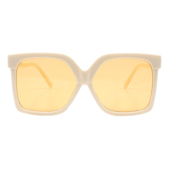 Womens Oversized Square Sunglasses Vintage Retro Fashion UV 400 Off White
