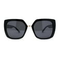 thumbnail image 1 of Womens Oversized Squared Cat Eye Metal Bridge Plastic Fashion Sunglasses All Black, 1 of 4