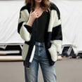 thumbnail image 1 of Womens Oversized Striped Cardigan V-Neck Button Open Front Knit Sweater Casual Soft Comfy Loose Knitted Coat Pockets (Black M), 1 of 5
