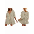 thumbnail image 1 of Womens Oversized Striped Romper Dress Shorts Jumpsuit Beach Vacation Clothes with Pockets, 1 of 7