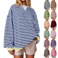 thumbnail image 1 of Womens Oversized Striped Sweatshirt Crewneck Long Sleeve Pullover Top Casual Y2K Fall Clothes 2025 Workout Shirt 05-Blue S, 1 of 5