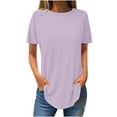 thumbnail image 1 of Womens Oversized Summer T Shirts Short Sleeve Crewneck Solid Color Tops Loose Fit Beach Vacation Tees, 1 of 2