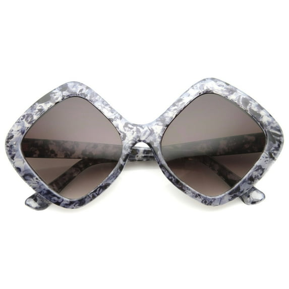 Womens Oversized Sunglasses UV400 Gradient Lens Diamond Frame Black 9968